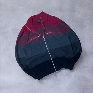 INC International Concepts Men's Red and Gray Zip-Up Sweater